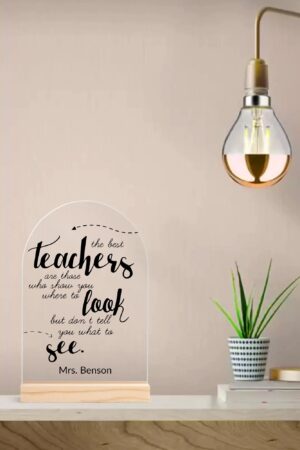 Personalised Lightweight Arch Acrylic Table Sign with Wood Stand