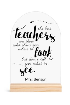 Personalised Lightweight Arch Acrylic Table Sign with Wood Stand