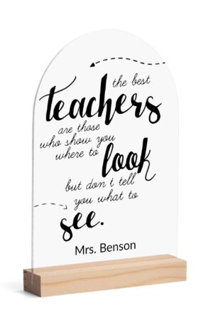 Personalised Lightweight Arch Acrylic Table Sign with Wood Stand