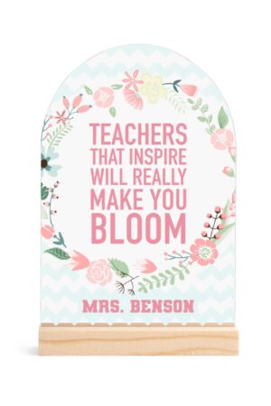 Personalised Lightweight Arch Acrylic Table Sign with Wood Stand