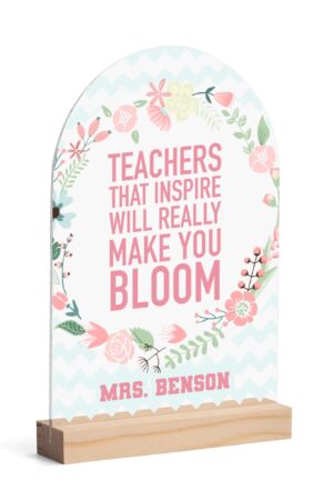 Personalised Lightweight Arch Acrylic Table Sign with Wood Stand