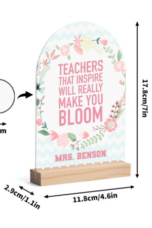 Personalised Lightweight Arch Acrylic Table Sign with Wood Stand