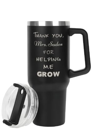 Engraved 40oz Stainless Steel Tumbler Travel Mug with Handle and Straw for Cup Holder