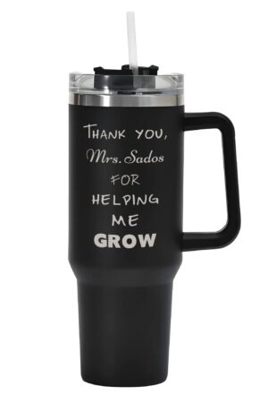 Engraved 40oz Stainless Steel Tumbler Travel Mug with Handle and Straw for Cup Holder