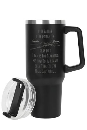 Engraved 40oz Stainless Steel Tumbler Travel Mug with Handle and Straw for Cup Holder