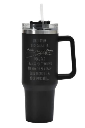 Engraved 40oz Stainless Steel Tumbler Travel Mug with Handle and Straw for Cup Holder