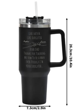 Engraved 40oz Stainless Steel Tumbler Travel Mug with Handle and Straw for Cup Holder