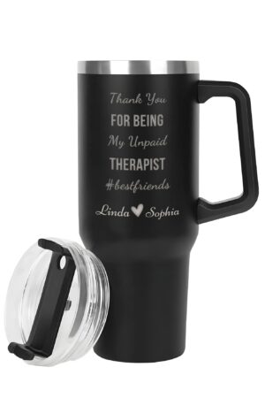 Engraved 40oz Stainless Steel Tumbler Travel Mug with Handle and Straw for Cup Holder