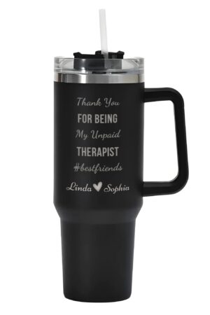 Engraved 40oz Stainless Steel Tumbler Travel Mug with Handle and Straw for Cup Holder