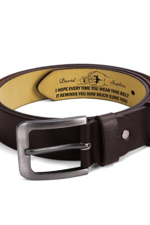 Engraved Leather Brown Belt Funny Personalized Gift For Husband Boyfriend