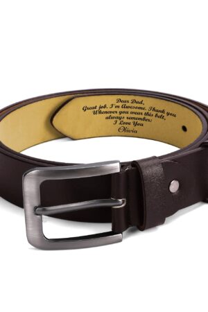 Engraved Leather Brown Belt Funny Personalized Gift For Husband Boyfriend