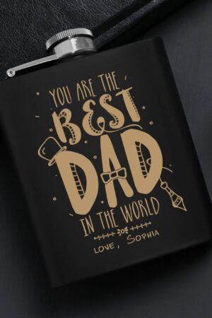 Personalized Hip Flask Set 7oz Black Stainless Steel with A Gift Box