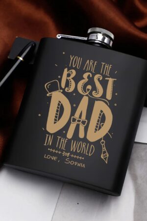 Personalized Hip Flask Set 7oz Black Stainless Steel with A Gift Box
