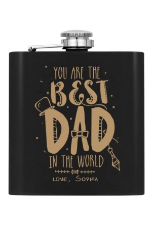 Personalized Hip Flask Set 7oz Black Stainless Steel with A Gift Box