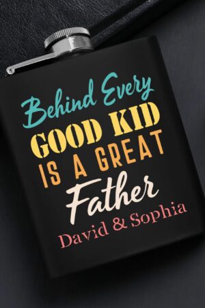 Personalized Hip Flask Set 7oz Black Stainless Steel with A Gift Box