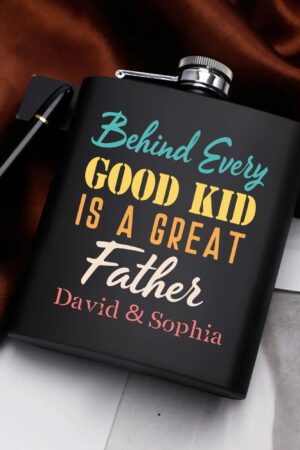 Personalized Hip Flask Set 7oz Black Stainless Steel with A Gift Box