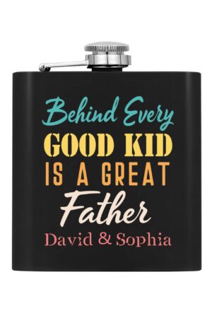 Personalized Hip Flask Set 7oz Black Stainless Steel with A Gift Box