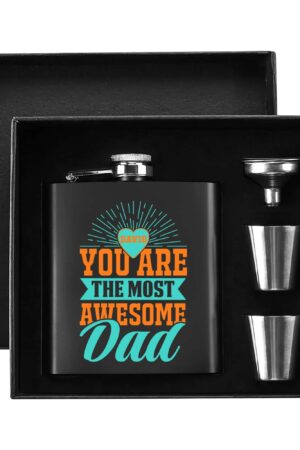 Personalized Hip Flask Set 7oz Black Stainless Steel with A Gift Box
