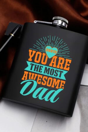 Personalized Hip Flask Set 7oz Black Stainless Steel with A Gift Box