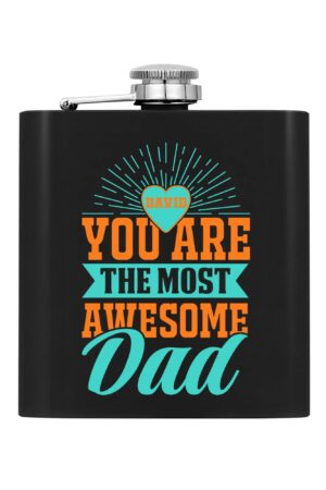 Personalized Hip Flask Set 7oz Black Stainless Steel with A Gift Box