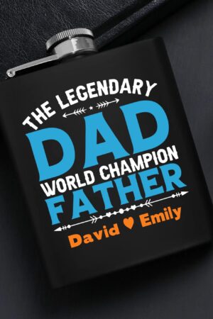 Personalized Hip Flask Set 7oz Black Stainless Steel with A Gift Box