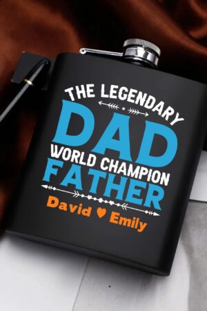 Personalized Hip Flask Set 7oz Black Stainless Steel with A Gift Box