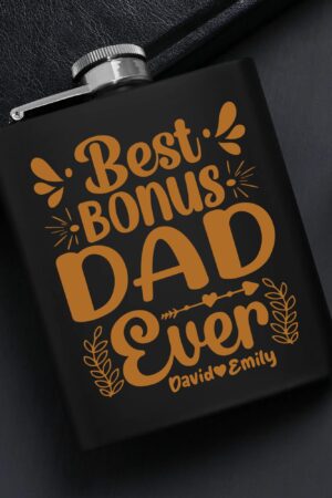 Personalized Hip Flask Set 7oz Black Stainless Steel with A Gift Box