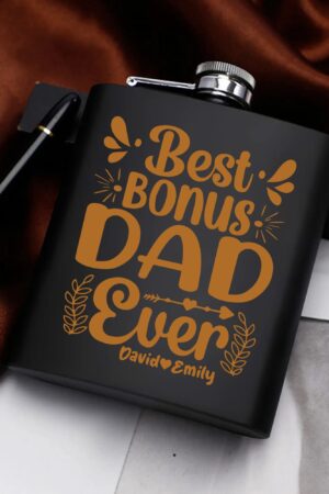 Personalized Hip Flask Set 7oz Black Stainless Steel with A Gift Box