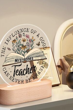 Personalised Name Acrylic Round Lamp Night Light Home Decor