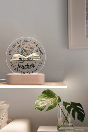 Personalised Name Acrylic Round Lamp Night Light Home Decor