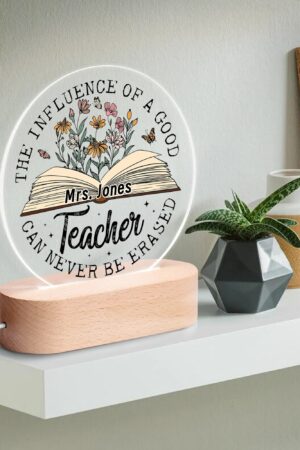 Personalised Name Acrylic Round Lamp Night Light Home Decor