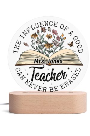 Personalised Name Acrylic Round Lamp Night Light Home Decor