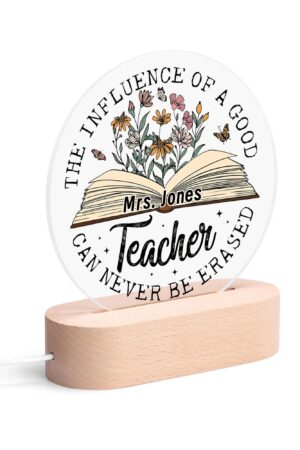 Personalised Name Acrylic Round Lamp Night Light Home Decor