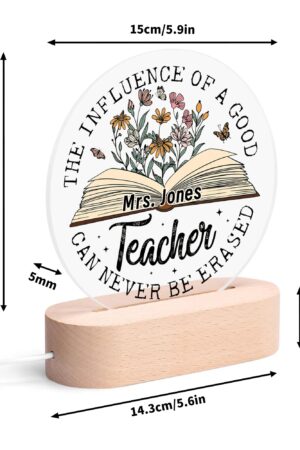 Personalised Name Acrylic Round Lamp Night Light Home Decor