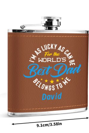 Custom Brown Leather Flask Wrapped Stainless Steel 6oz