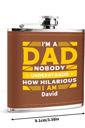 Custom Brown Leather Flask Wrapped Stainless Steel 6oz