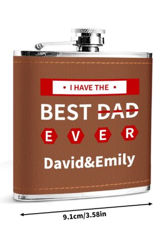 Custom Brown Leather Flask Wrapped Stainless Steel 6oz