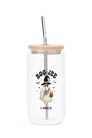 Transparent Bamboo Covered Cup 16oz Glass Cups Furniture with Straw