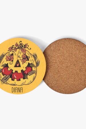 1 Design Round Wood Coaster 4 Pcs
