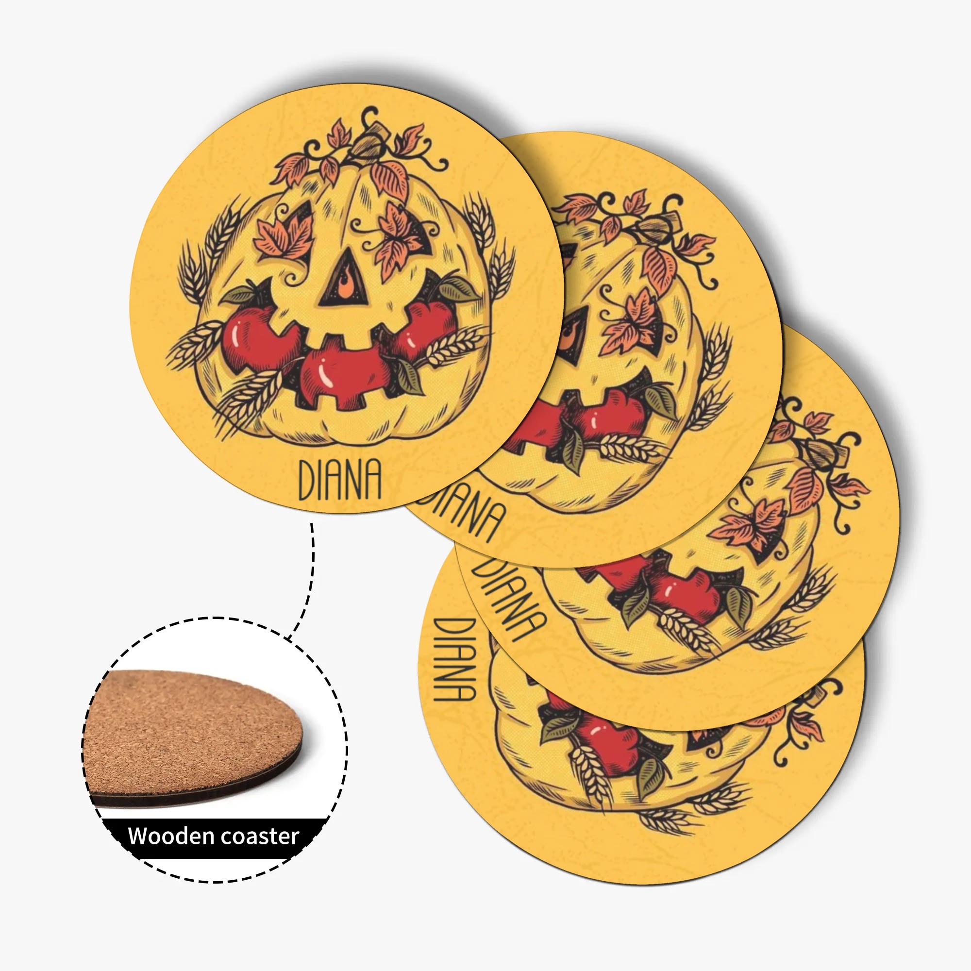 1 Design Round Wood Coaster 4 Pcs - Image 6