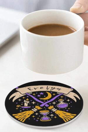 1 Design Round Ceramic Coasters 4 Pcs