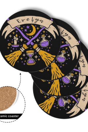 1 Design Round Ceramic Coasters 4 Pcs