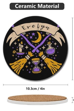 1 Design Round Ceramic Coasters 4 Pcs