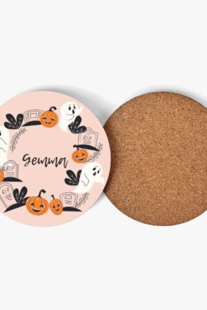 1 Design Round Wood Coaster 4 Pcs