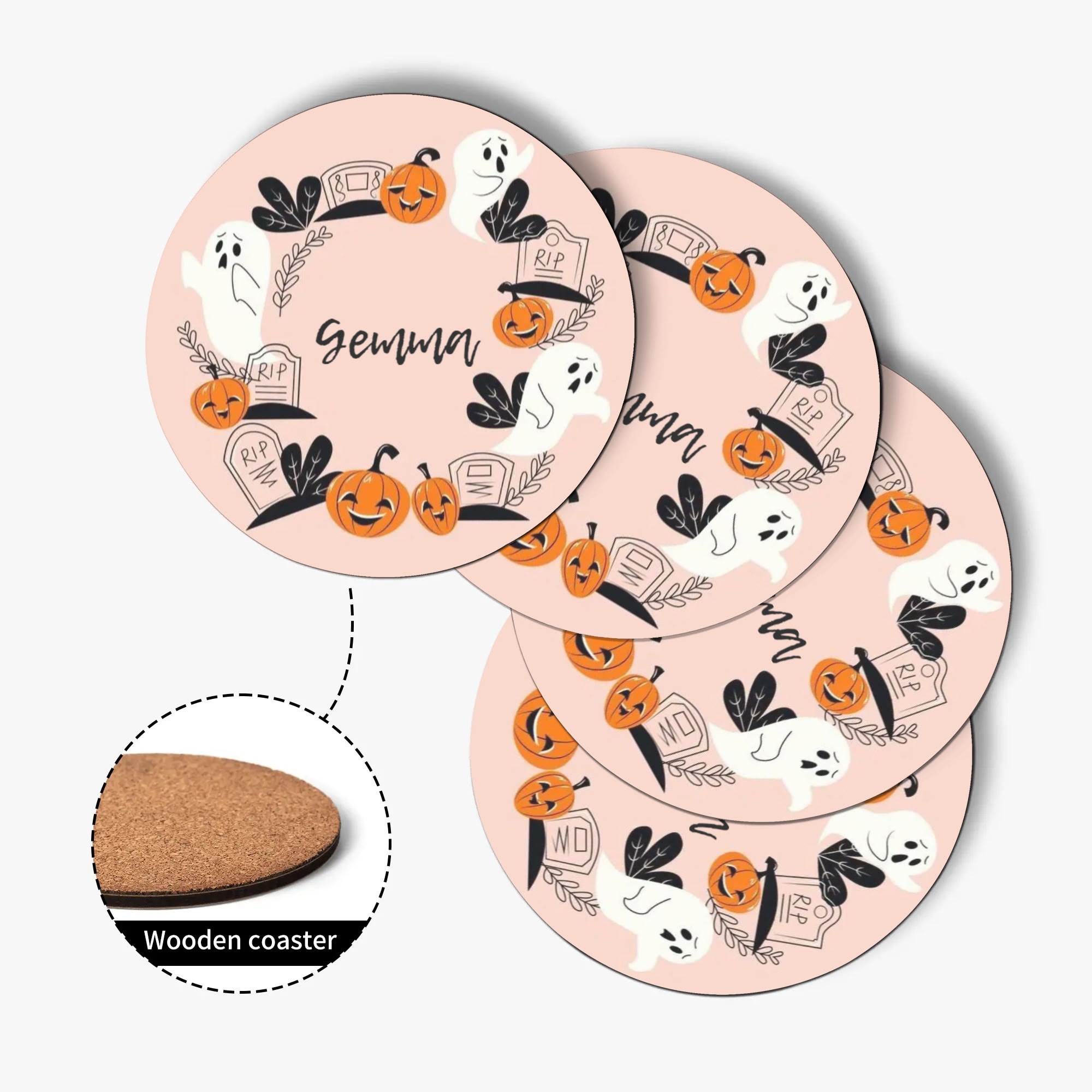 1 Design Round Wood Coaster 4 Pcs - Image 6