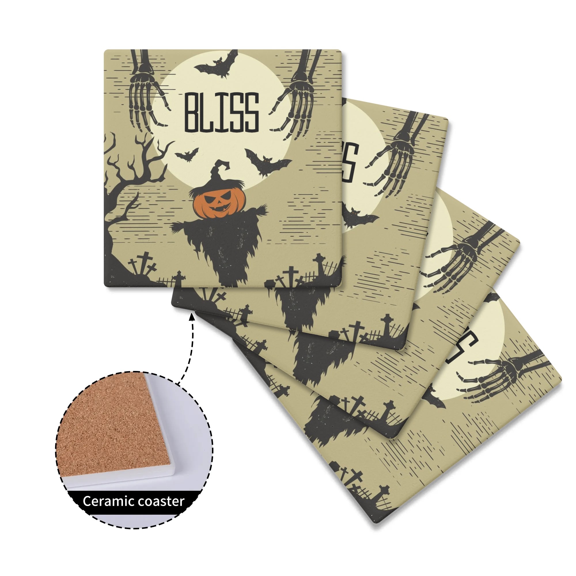 1 Design Square Ceramic Coasters 4 Pcs - Image 5