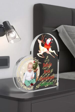 Heart Shaped Christmas Acrylic Keepsake Ornament Personalized Gift