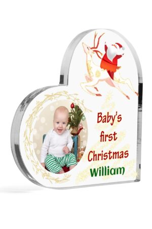 Heart Shaped Christmas Acrylic Keepsake Ornament Personalized Gift