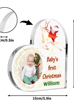 Heart Shaped Christmas Acrylic Keepsake Ornament Personalized Gift