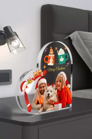 Heart Shaped Christmas Acrylic Keepsake Ornament Personalized Gift